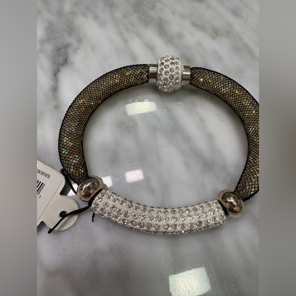 Crystal Accent Mesh Tube Bracelet